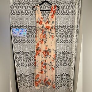 Garden Meandering Blush Floral Print Maxi Dress